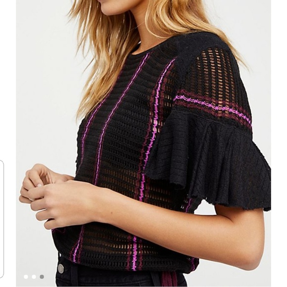Free People Tops - Free People Striped Babes Only Crochet Knit Top